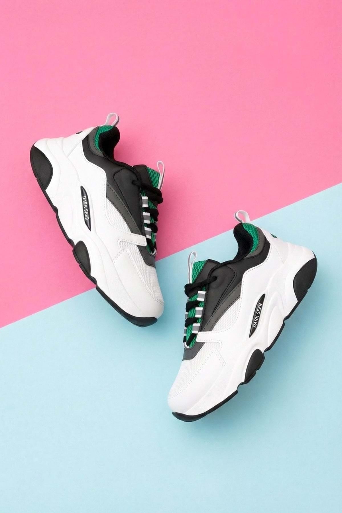 Kids DS 1838 Beyaz Siyah Yeşil Çocuk Sneaker Günlük Spor Ayakkabı