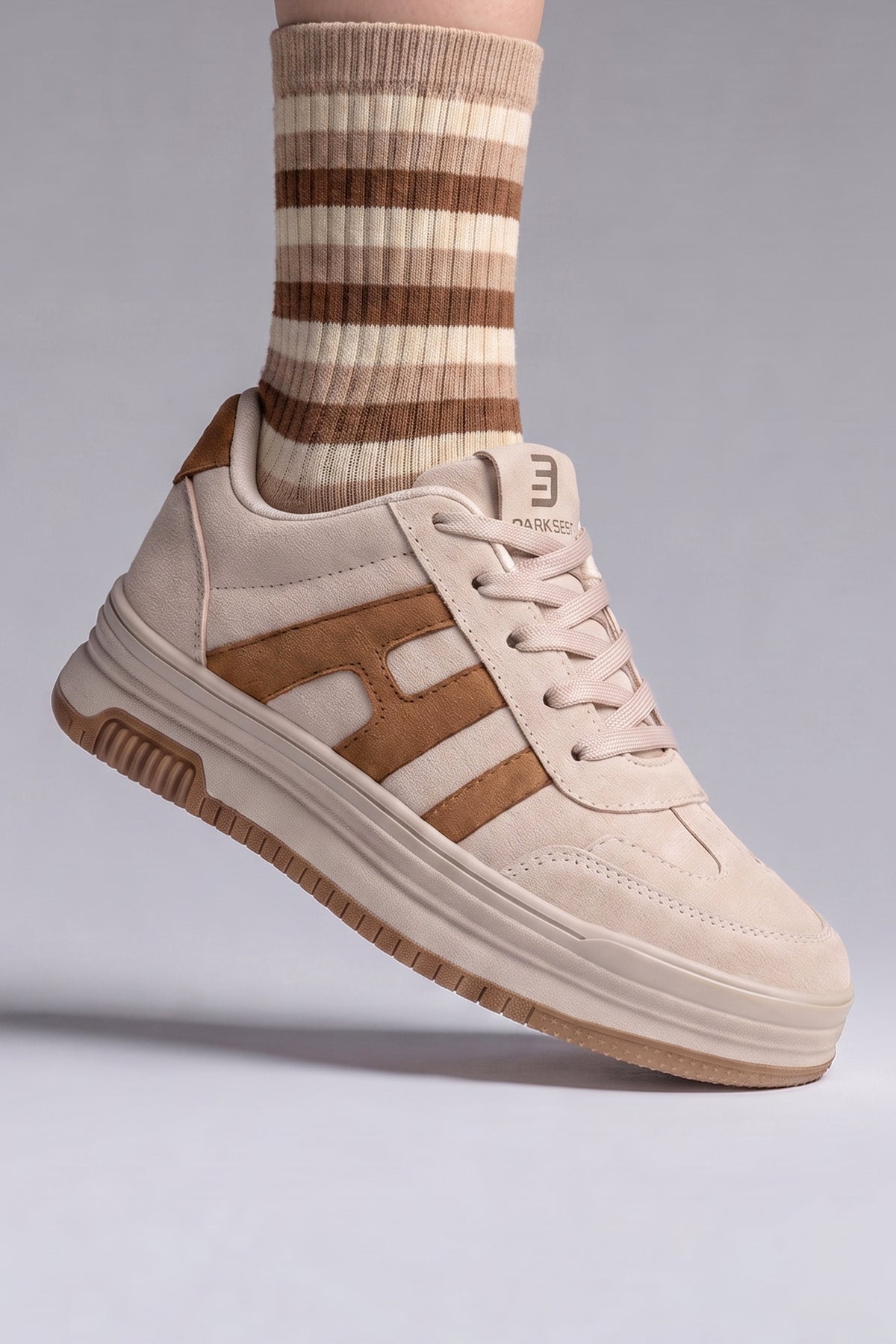Kadın Sneaker Spor Ayakkabı 2026 - DS Sage - Süet Bej Taba