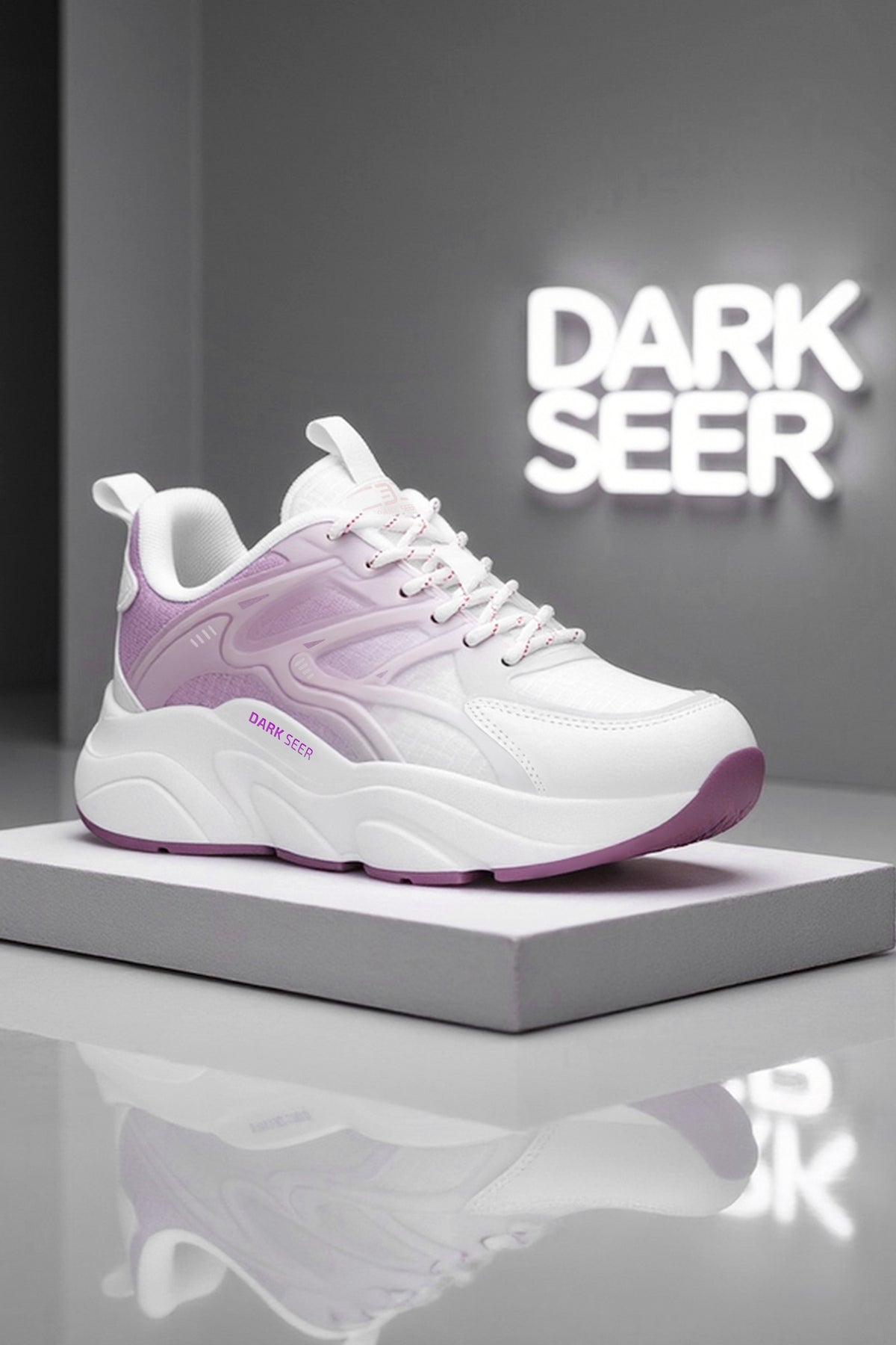 Unisex Sneaker Spor Ayakkabı 2026 - DS STORM - Beyaz Lila