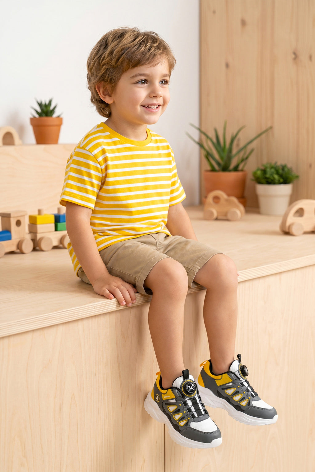 Kids DS Rubick Akıllı Bağcıklı Beyaz Sarı Çocuk Sneaker Günlük Spor Ayakkabı