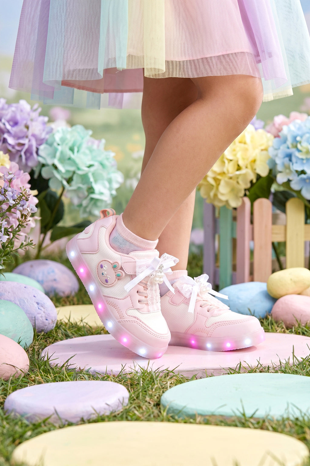Çocuk Işıklı Sneaker Spor Ayakkabı 2026 - Kids DS Chen - Pudra