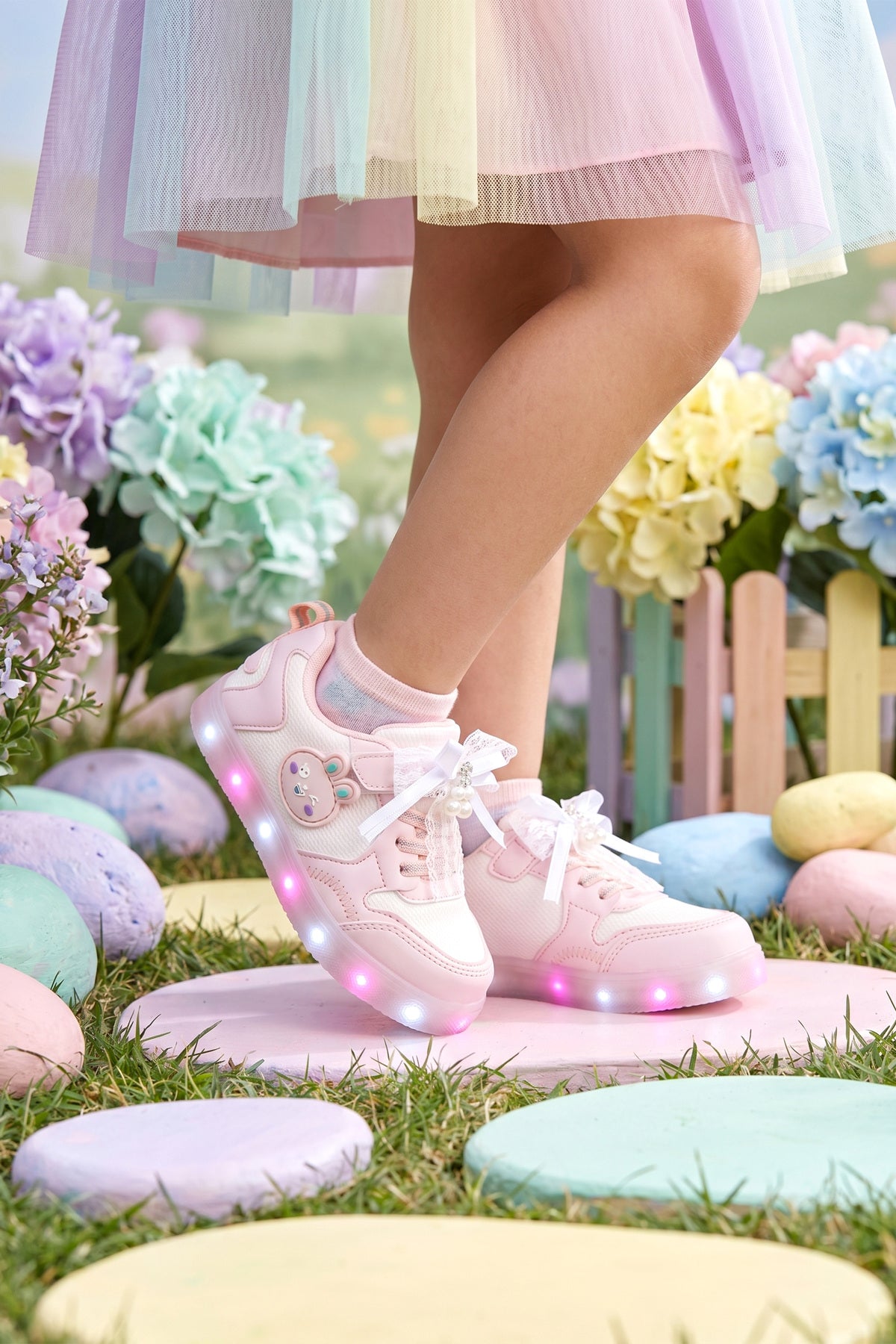 Çocuk Işıklı Sneaker Spor Ayakkabı 2026 - Kids DS Chen - Pudra