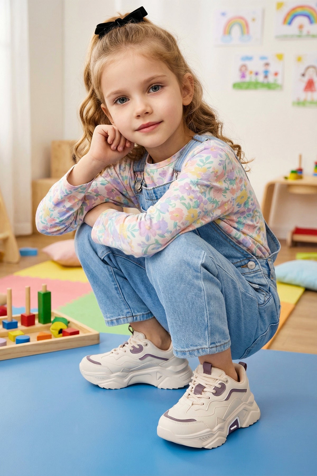 Kids DS 2110 Bej Mor Çocuk Sneaker Günlük Spor Ayakkabı