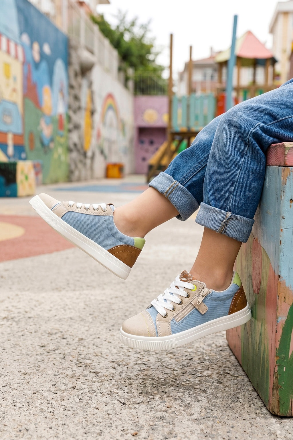 Çocuk Sneaker Spor Ayakkabı 2026 - Kids DS COOL - Bej Kahve