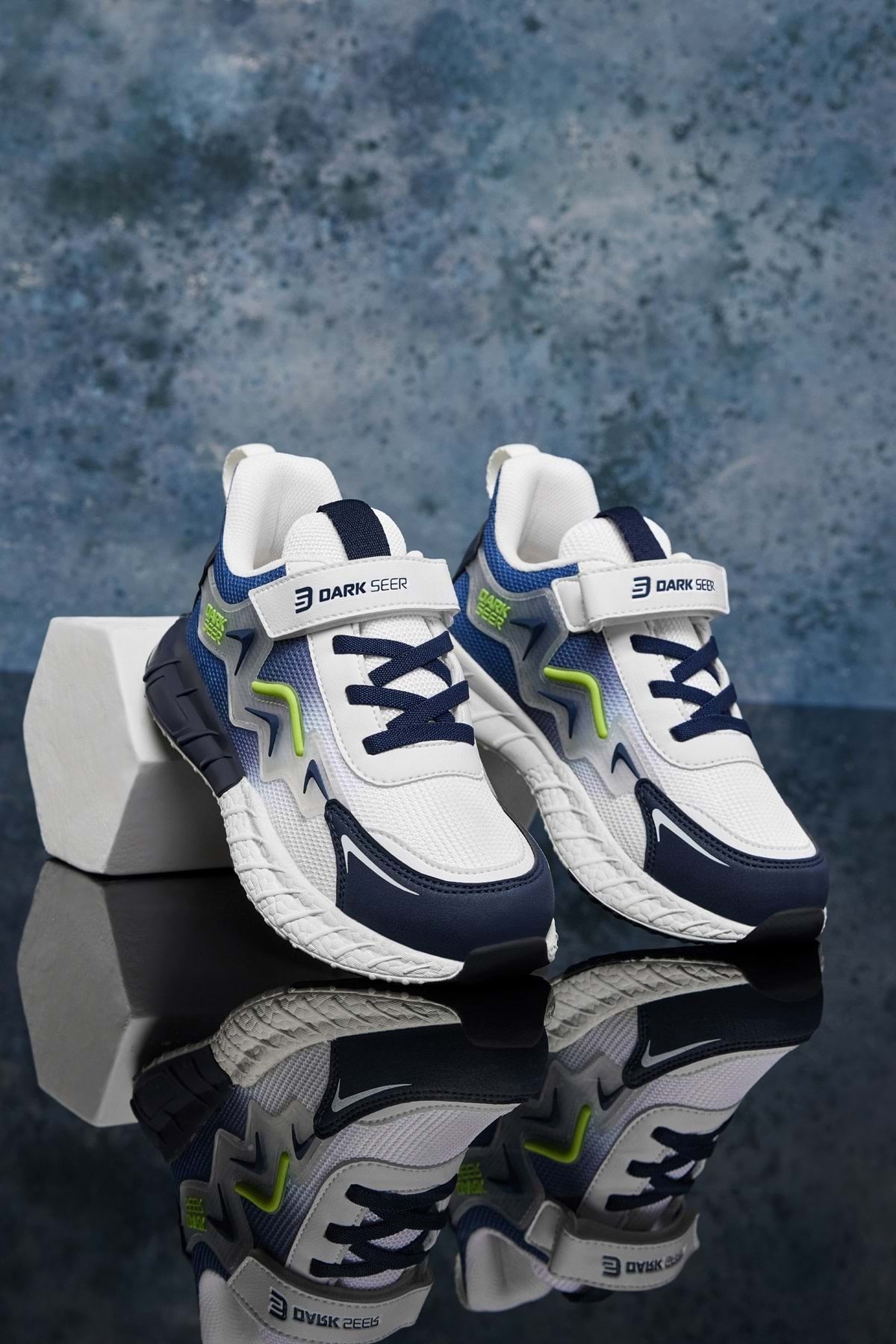 Çocuk Sneaker Spor Ayakkabı 2026 - DS Mirana - Beyaz Lacivert Yeşil