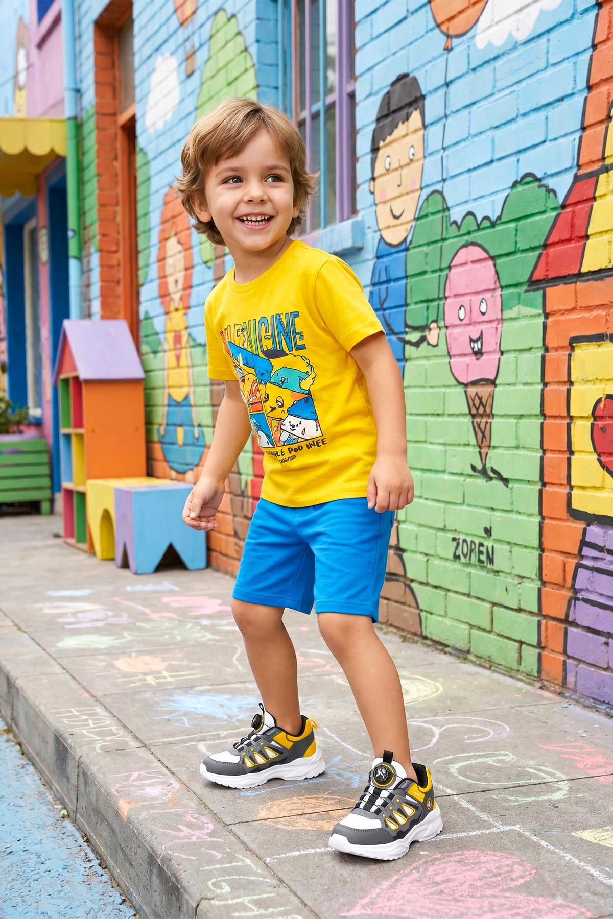 Kids DS Rubick Akıllı Bağcıklı Beyaz Sarı Çocuk Sneaker Günlük Spor Ayakkabı