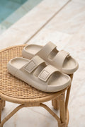DS Monapi.Mercan Cappucino Ortopedik EVA Unisex Cırtlı Terlik Sandalet