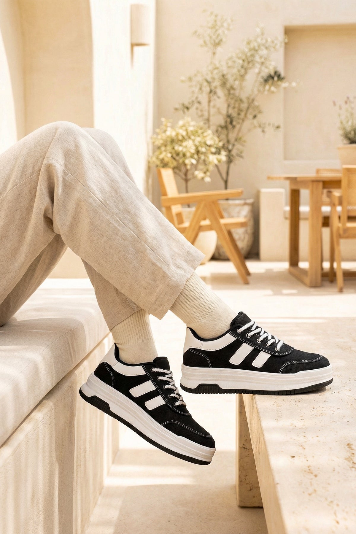 DS Sapphire Siyah Beyaz Kadın Sneaker