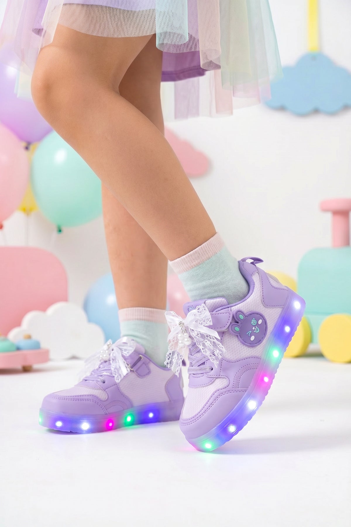 Çocuk Işıklı Sneaker Spor Ayakkabı 2026 - Kids DS Chen - Mor Lila