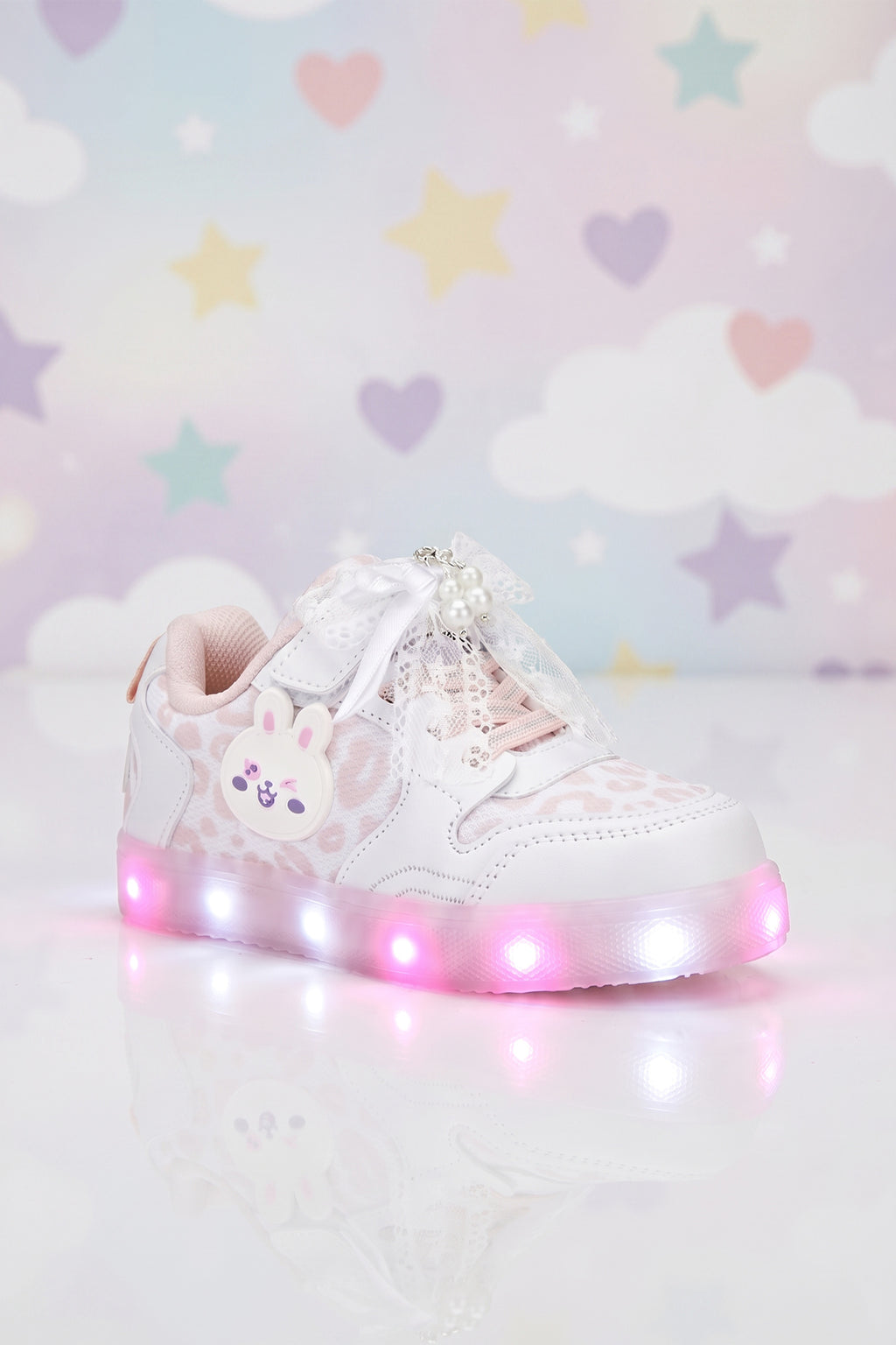 Çocuk Işıklı Sneaker Spor Ayakkabı 2026 - Kids DS Chen - Beyaz Pudra