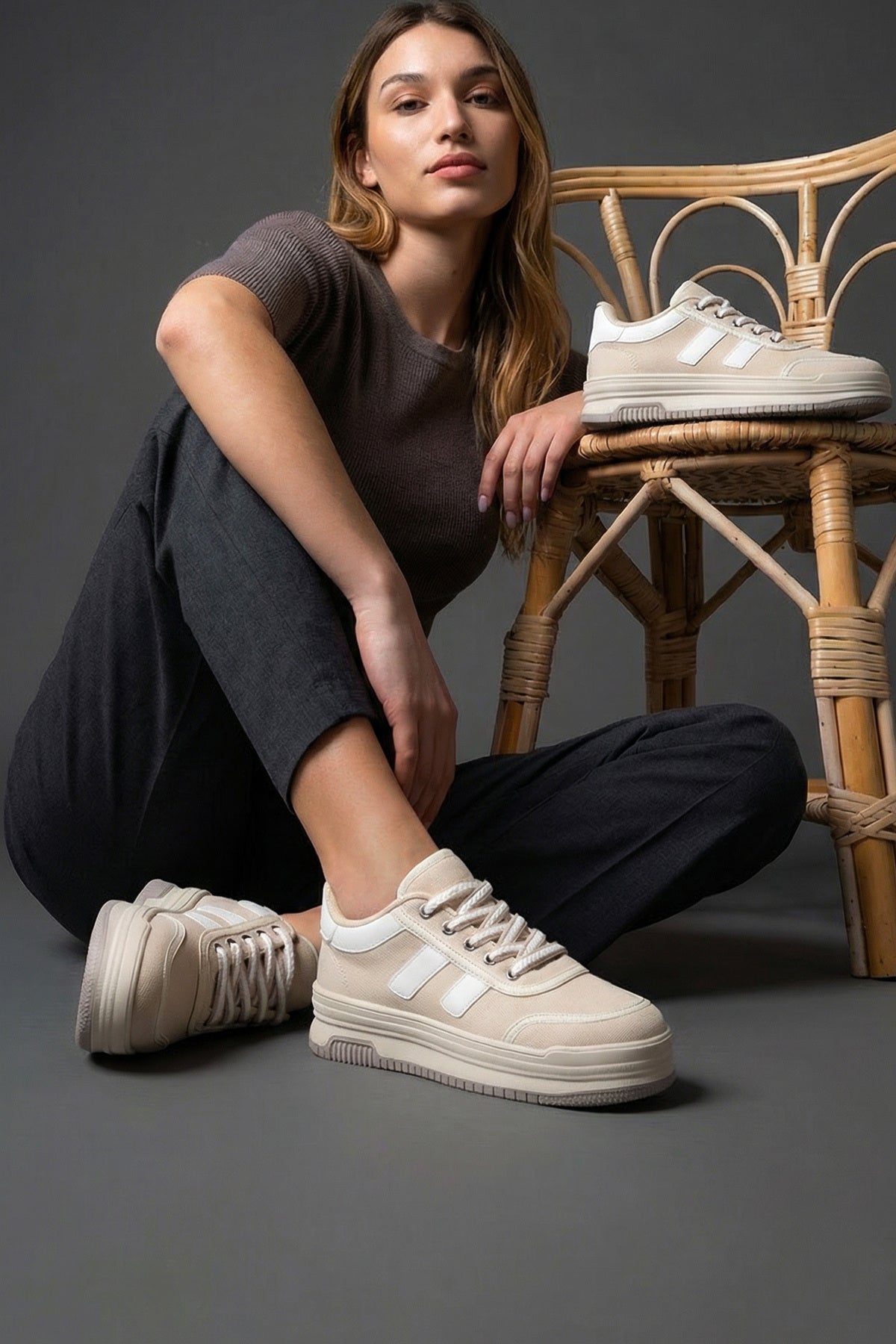 DS Sapphire Bej Kadın Sneaker