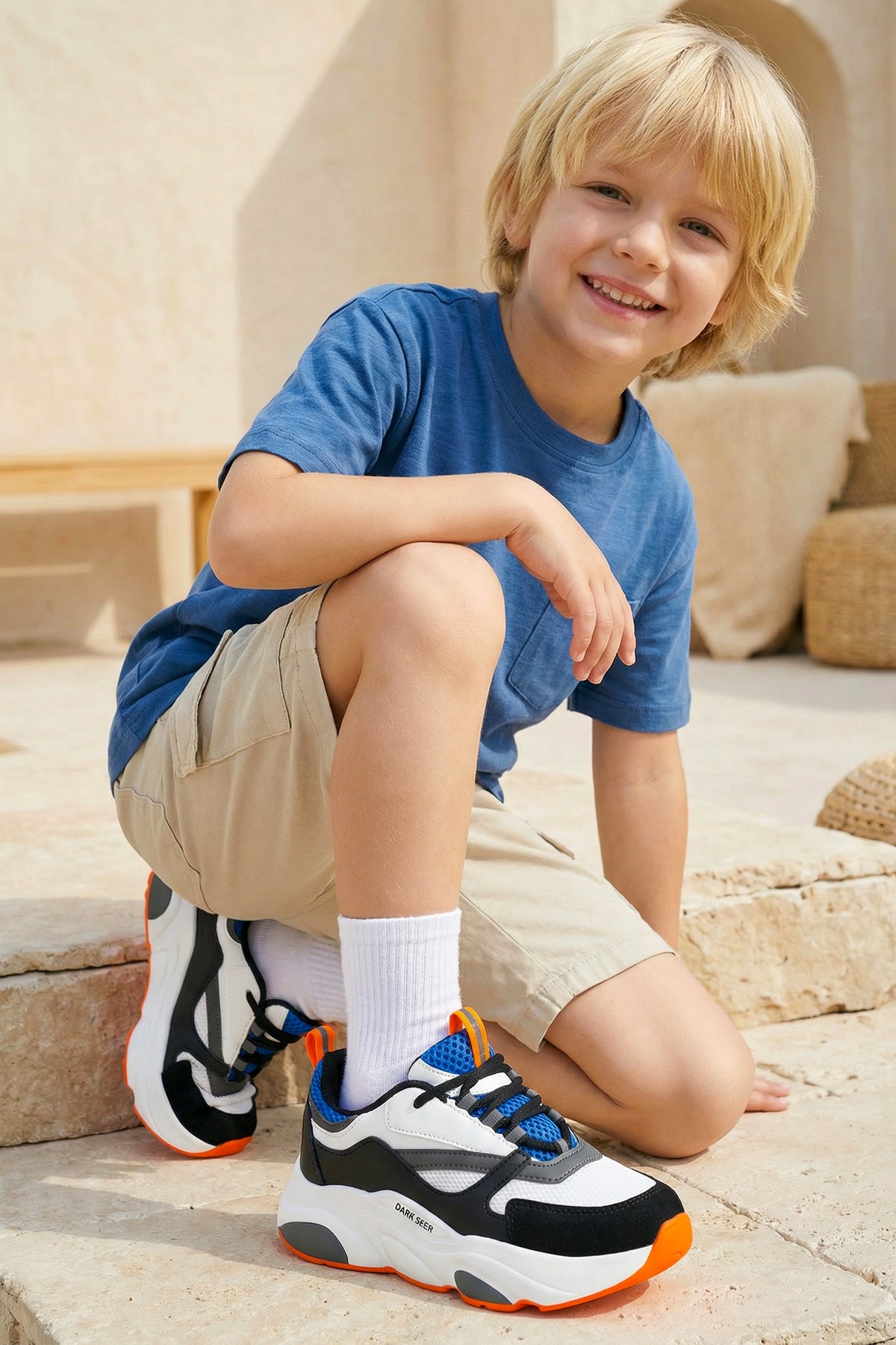 Kids DS 1838 Beyaz Mavi Çocuk Sneaker Günlük Spor Ayakkabı