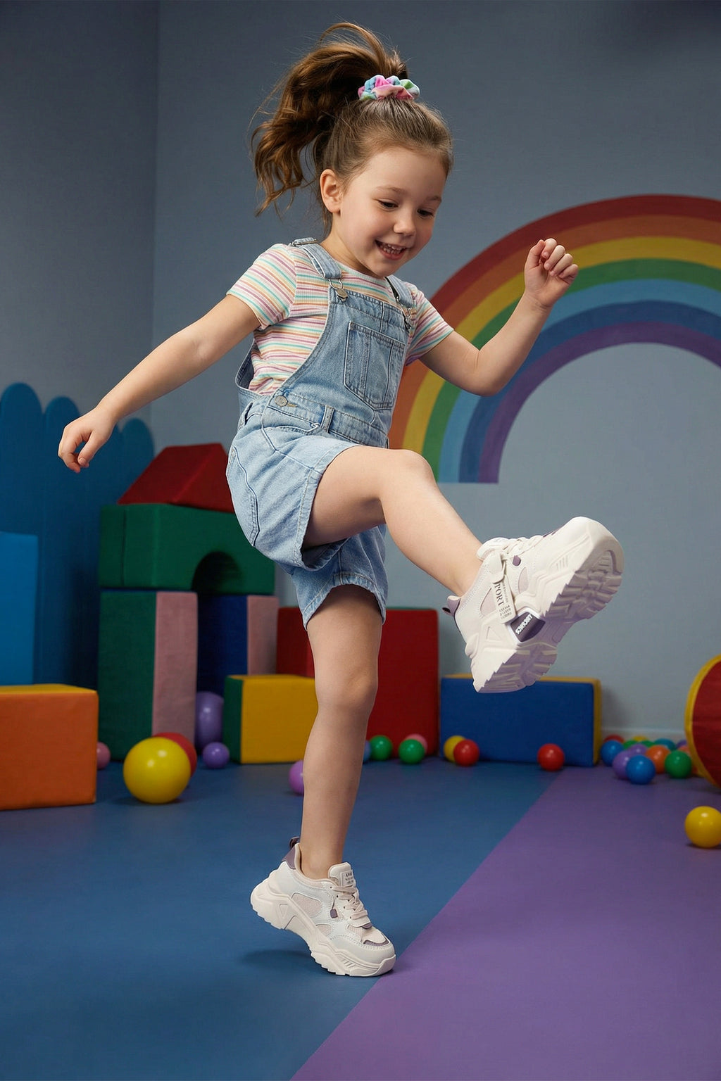 Kids DS 2051 Bej Mor Çocuk Sneaker Günlük Spor Ayakkabı