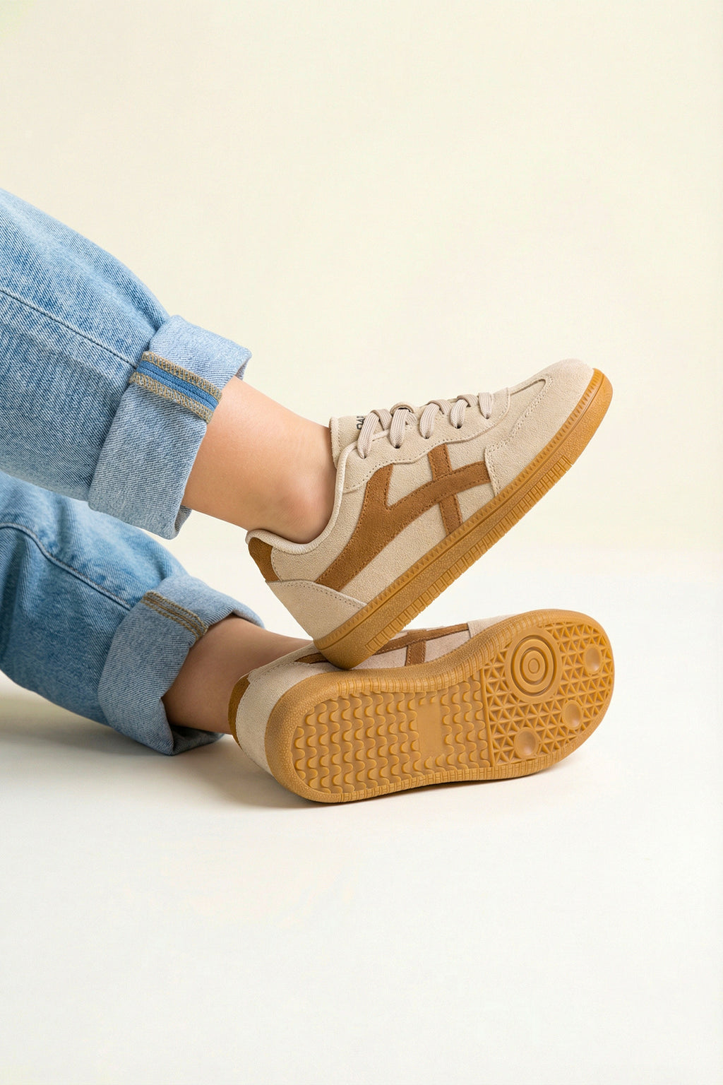 Kids DS RUBY Süet Bej Taba Çocuk Sneaker Günlük Spor Ayakkabı