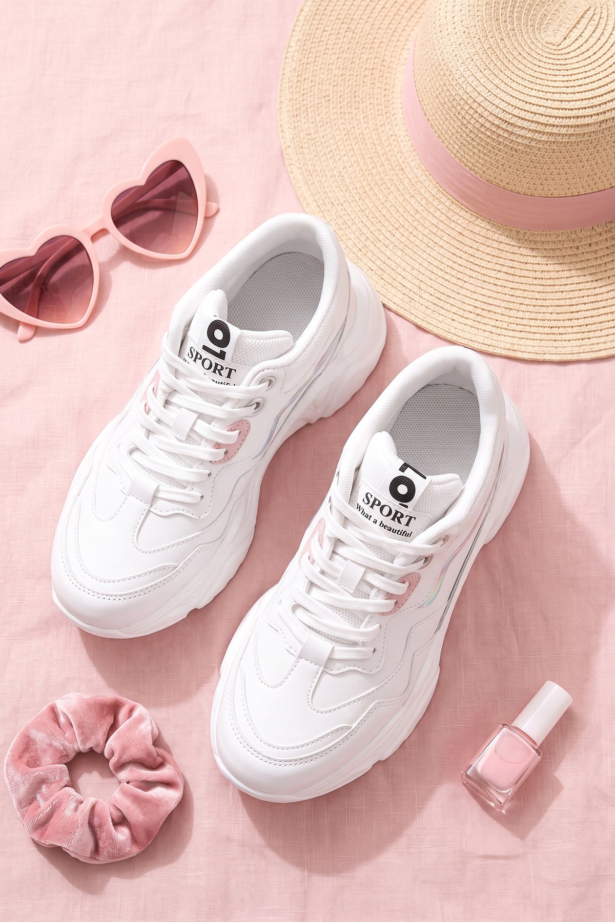 Kadın Sneaker Spor Ayakkabı 2026 - DS.PMD239K2110 - Bilekli Beyaz