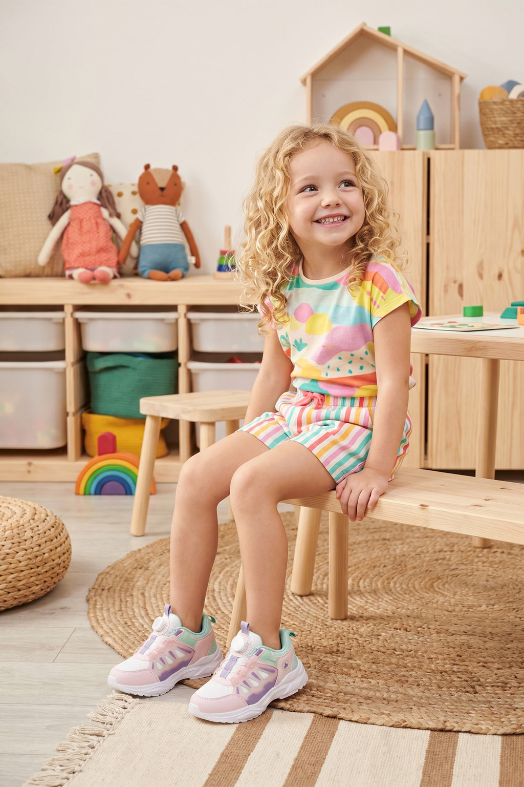 Kids DS Rubick Akıllı Bağcıklı Beyaz Pudra Çocuk Sneaker Günlük Spor Ayakkabı