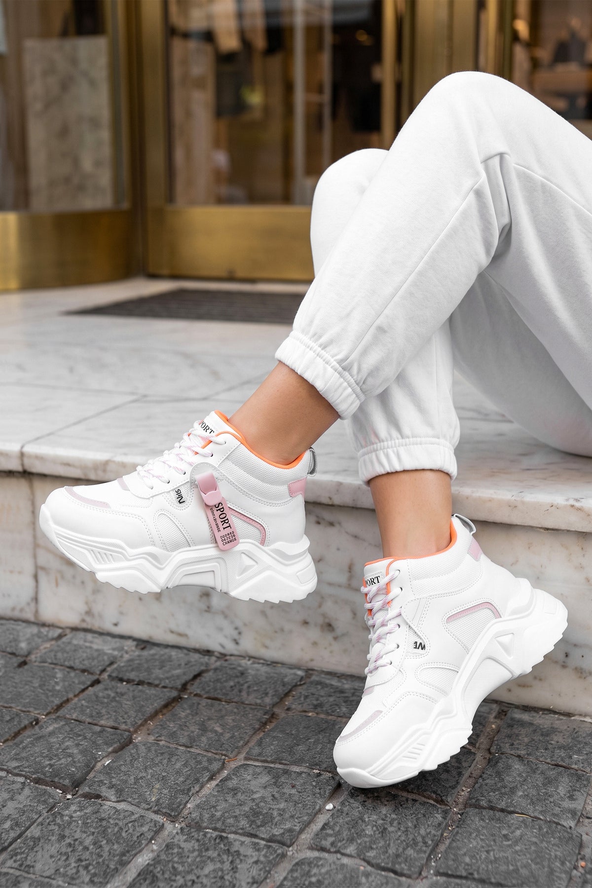 Kadın Sneaker Spor Ayakkabı 2026 - DS.PMD239K2051 - Bilekli Beyaz