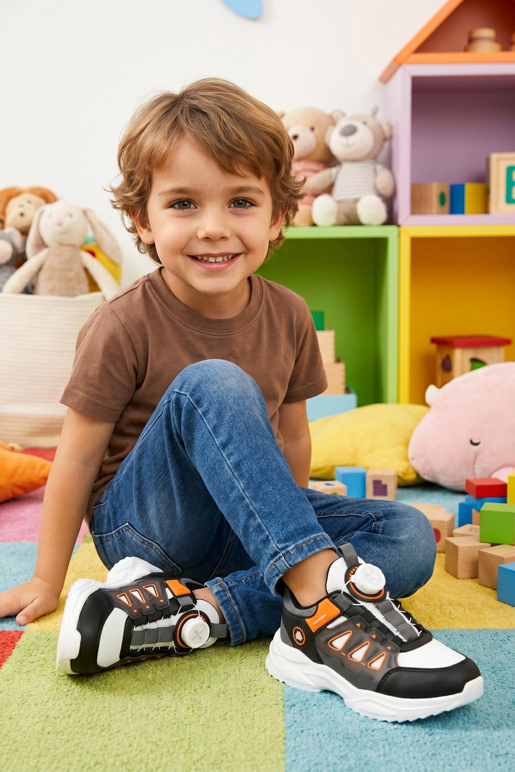 Kids DS Rubick Akıllı Bağcıklı Beyaz Turuncu Çocuk Sneaker Günlük Spor Ayakkabı