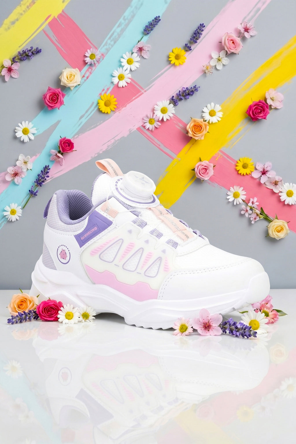 Kids DS Rubick Akıllı Bağcıklı Beyaz Mor Çocuk Sneaker Günlük Spor Ayakkabı