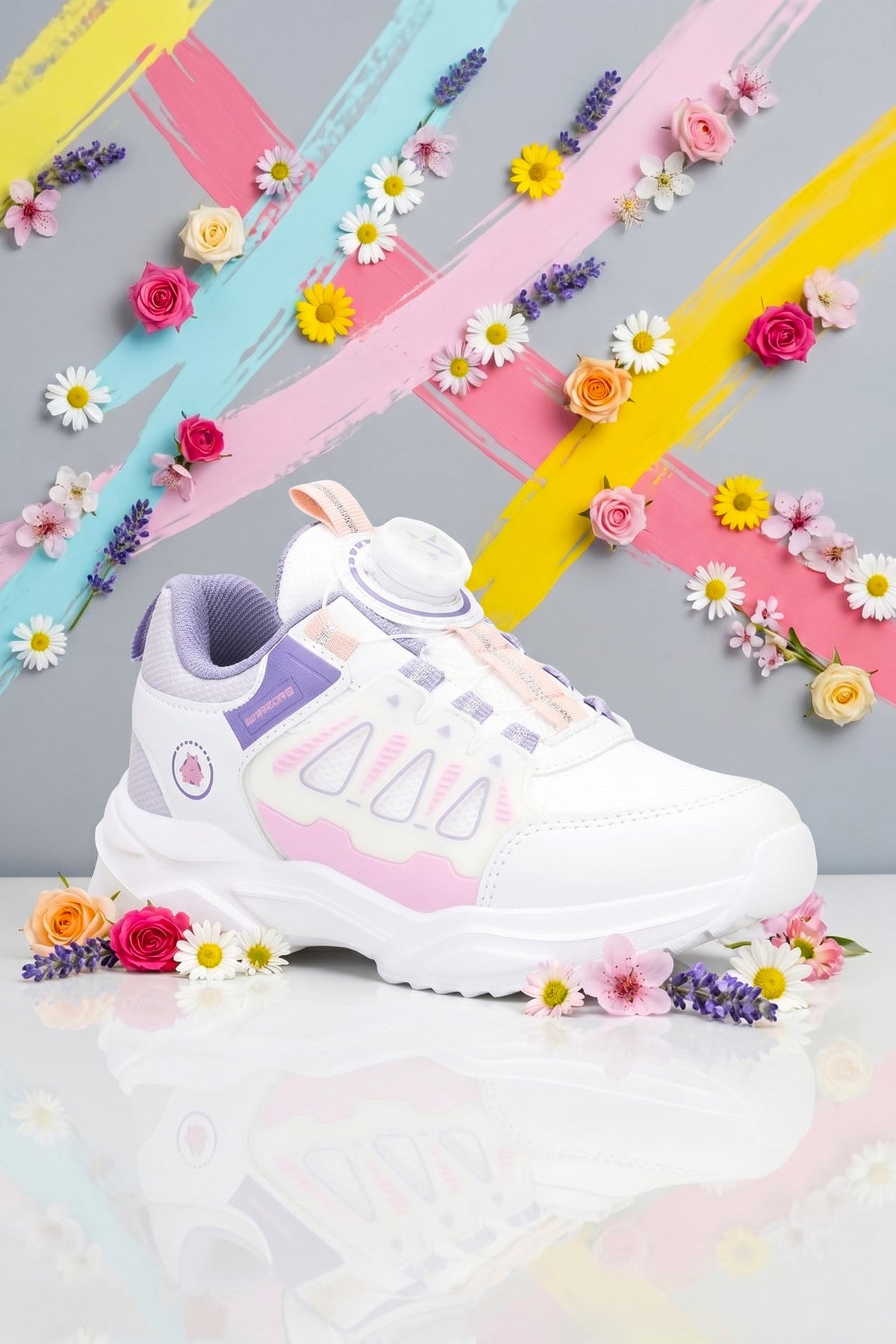 Kids DS Rubick Akıllı Bağcıklı Beyaz Mor Çocuk Sneaker Günlük Spor Ayakkabı