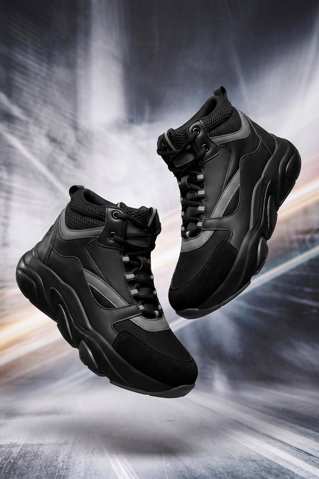 Unisex Sneaker Spor Ayakkabı 2026 - DS.MJ1838 - Bilekli Siyah