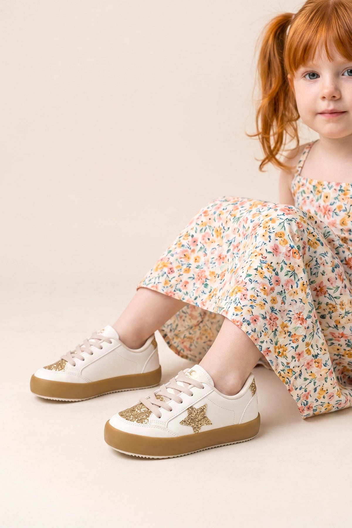 Kids DS Oracle Bej Altın Çocuk Sneaker Günlük Spor Bağcıklı Ayakkabı - Bej Altın
