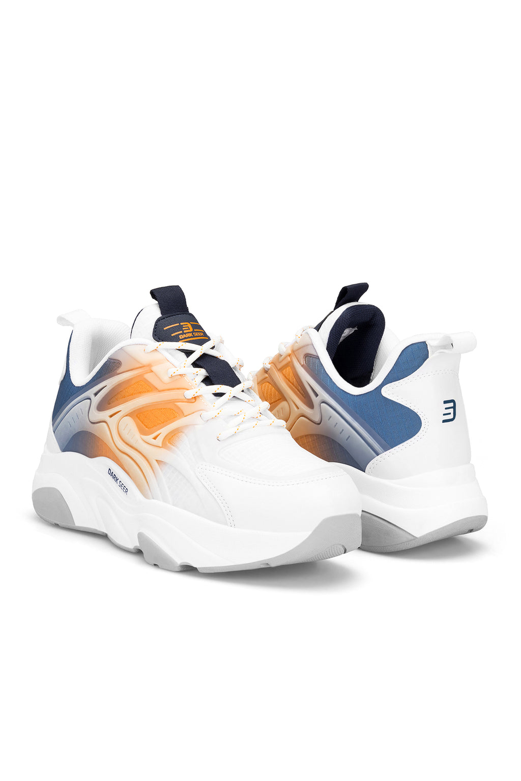 Unisex Sneaker Spor Ayakkabı 2026 - DS STORM - Beyaz Turuncu Lacivert