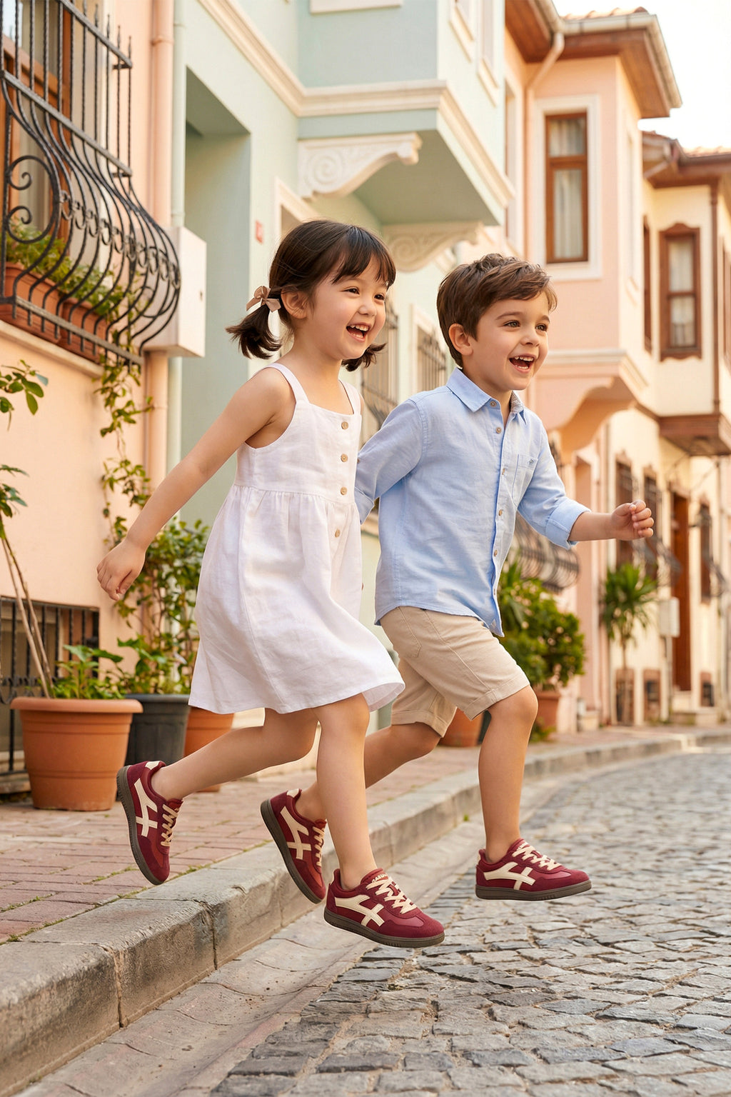 Çocuk Sneaker Spor Ayakkabı 2026 - Kids DS RUBY - Bordo Bej