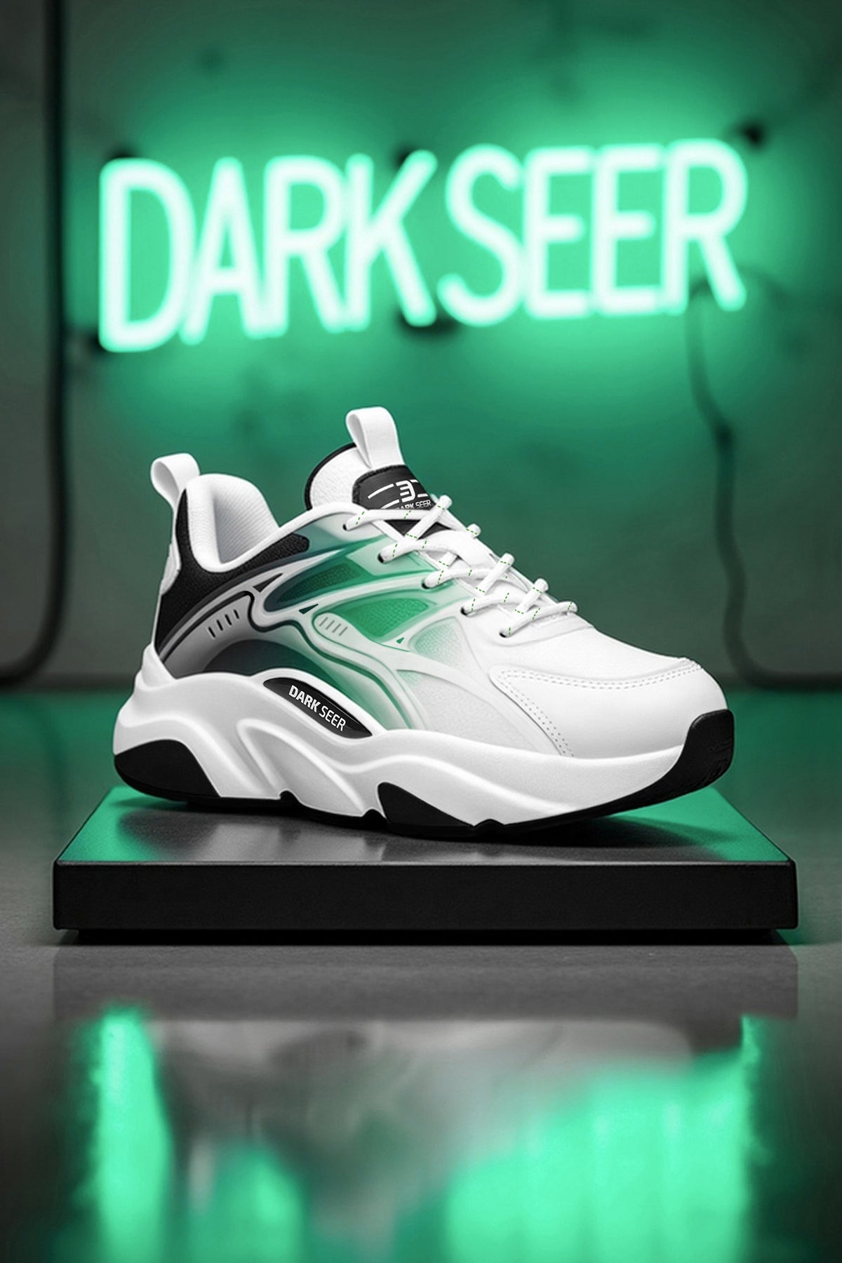 Unisex Sneaker Spor Ayakkabı 2026 - DS STORM - Beyaz Yeşil Siyah