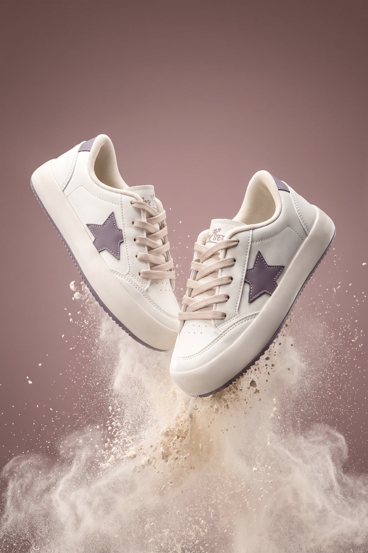 Kids DS Oracle Bej Mor Çocuk Sneaker Günlük Spor Bağcıklı Ayakkabı - Bej Mor