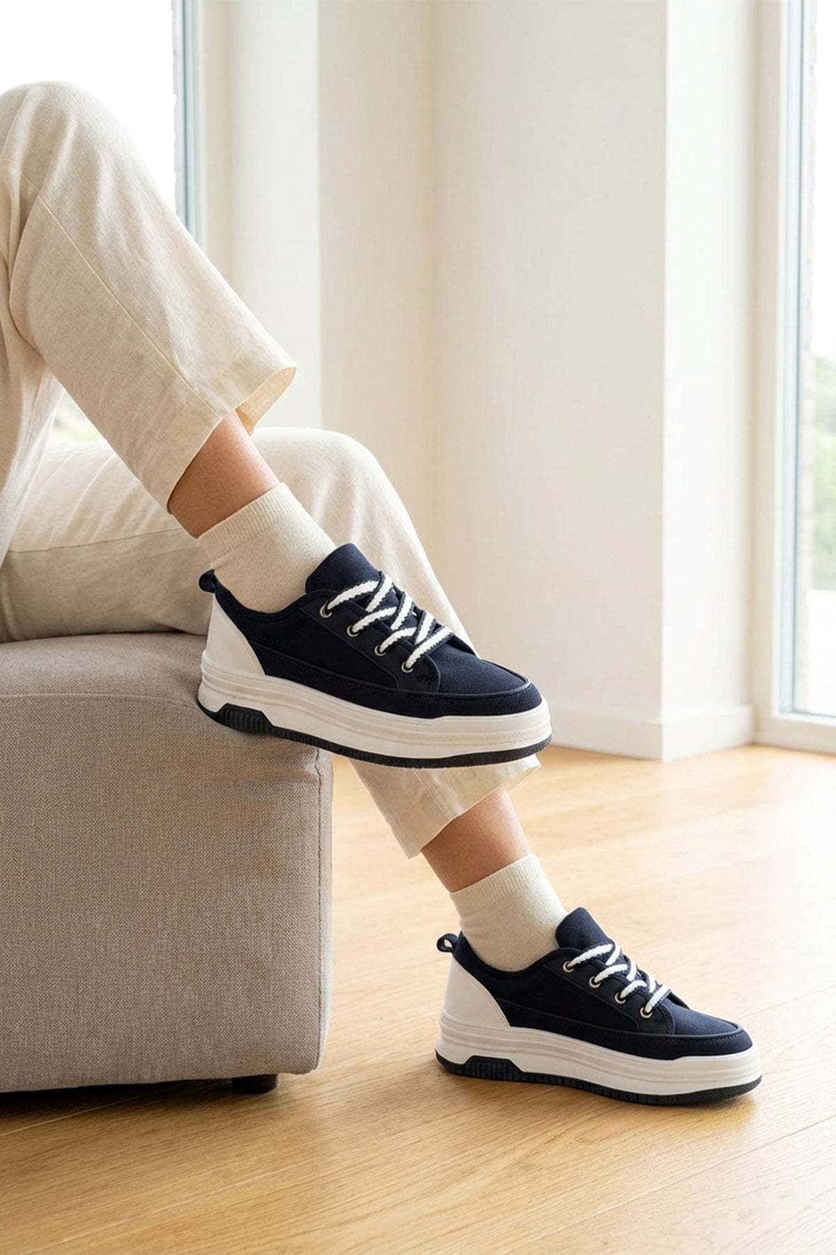 DS Opal Lacivert Beyaz Kadın Sneaker
