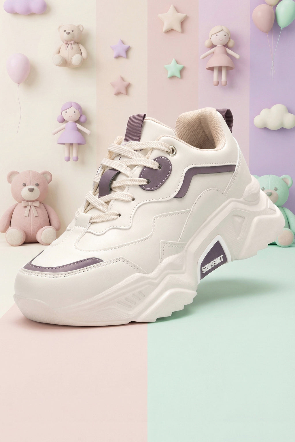 Kids DS 2110 Bej Mor Çocuk Sneaker Günlük Spor Ayakkabı
