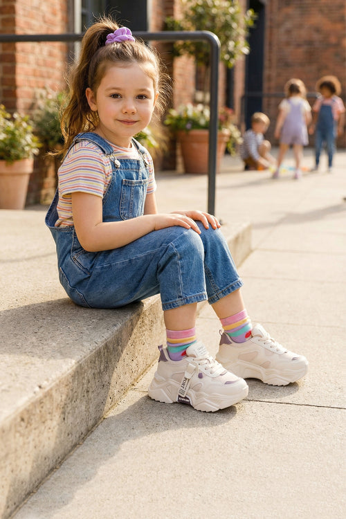 Kids DS 2051 Bej Mor Çocuk Sneaker Günlük Spor Ayakkabı