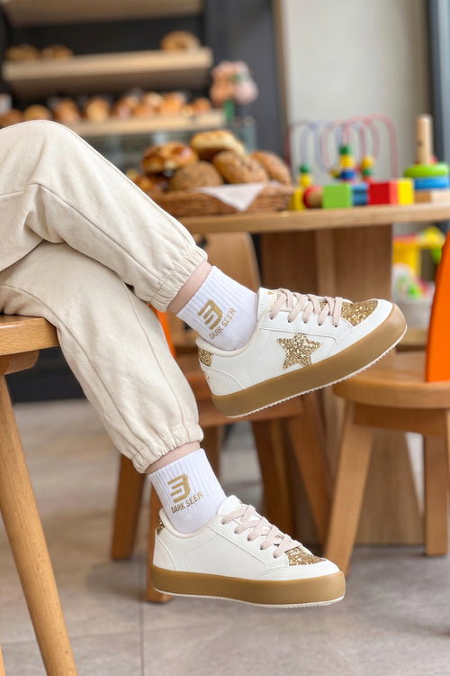 Kids DS Oracle Bej Altın Çocuk Sneaker Günlük Spor Bağcıklı Ayakkabı - Bej Altın