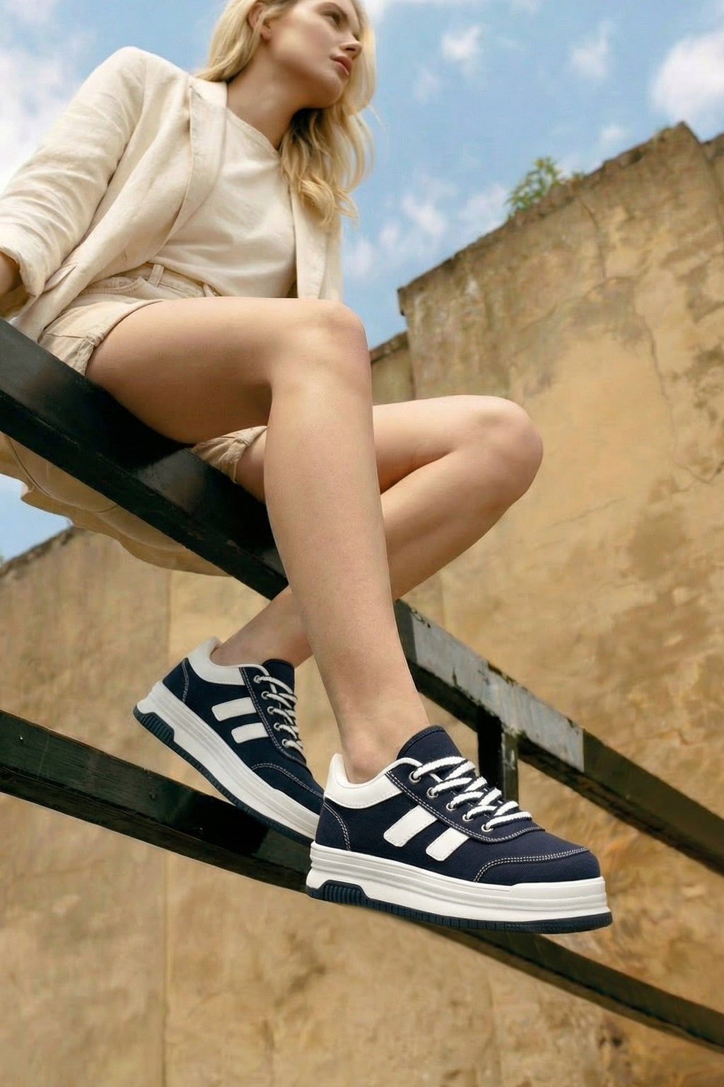 DS Sapphire Lacivert Beyaz Kadın Sneaker