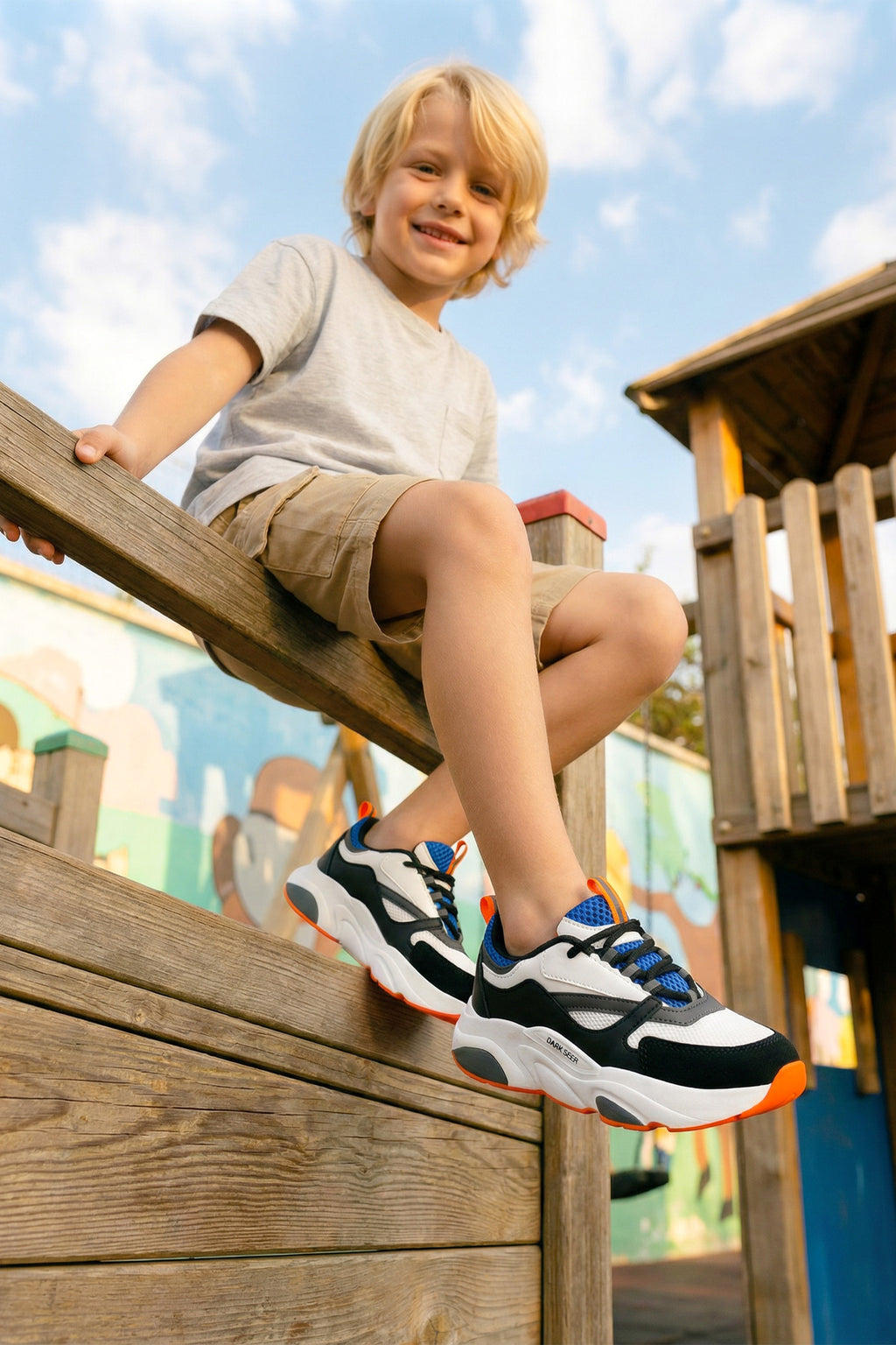 Kids DS 1838 Beyaz Mavi Çocuk Sneaker Günlük Spor Ayakkabı