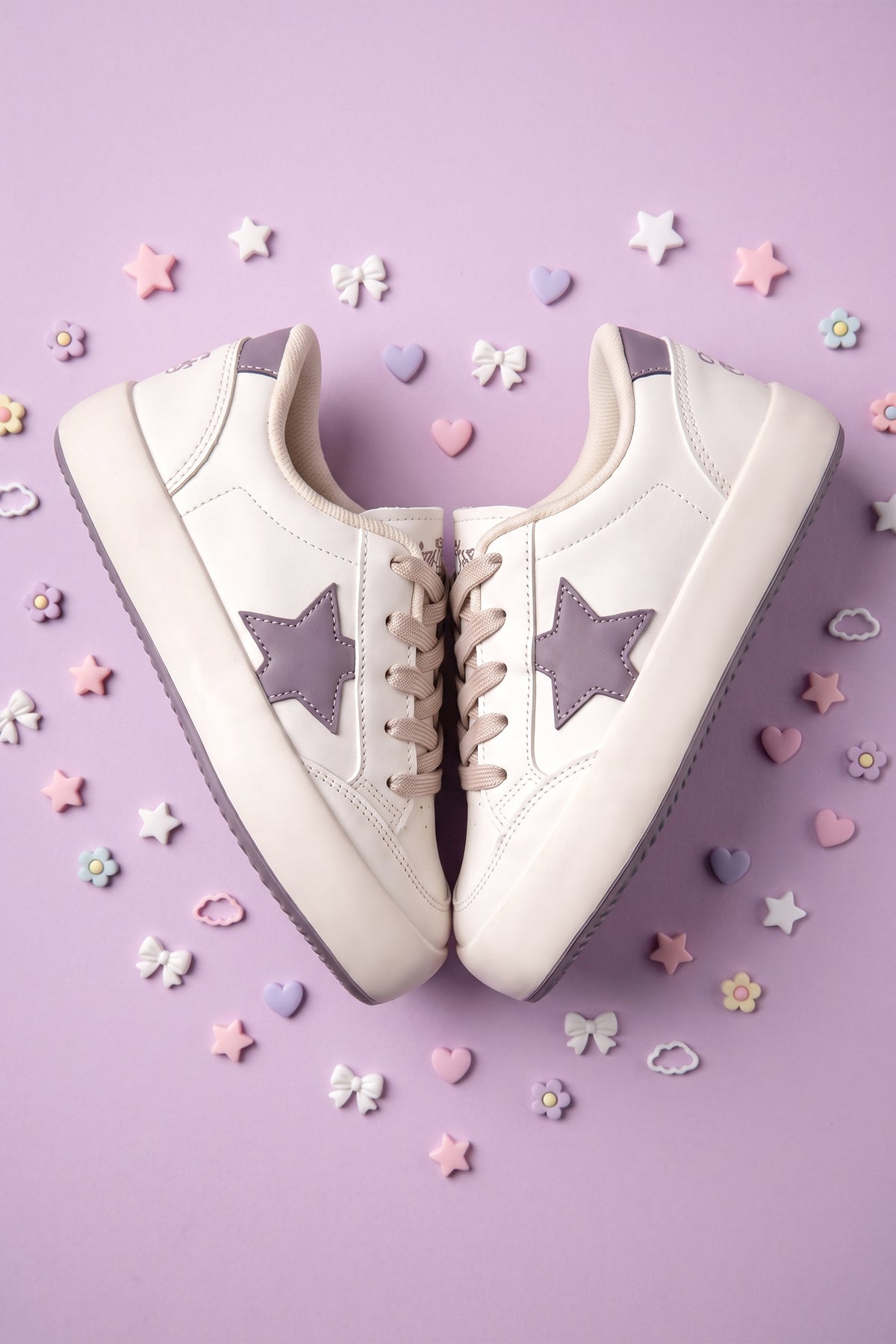 Kids DS Oracle Bej Mor Çocuk Sneaker Günlük Spor Bağcıklı Ayakkabı - Bej Mor