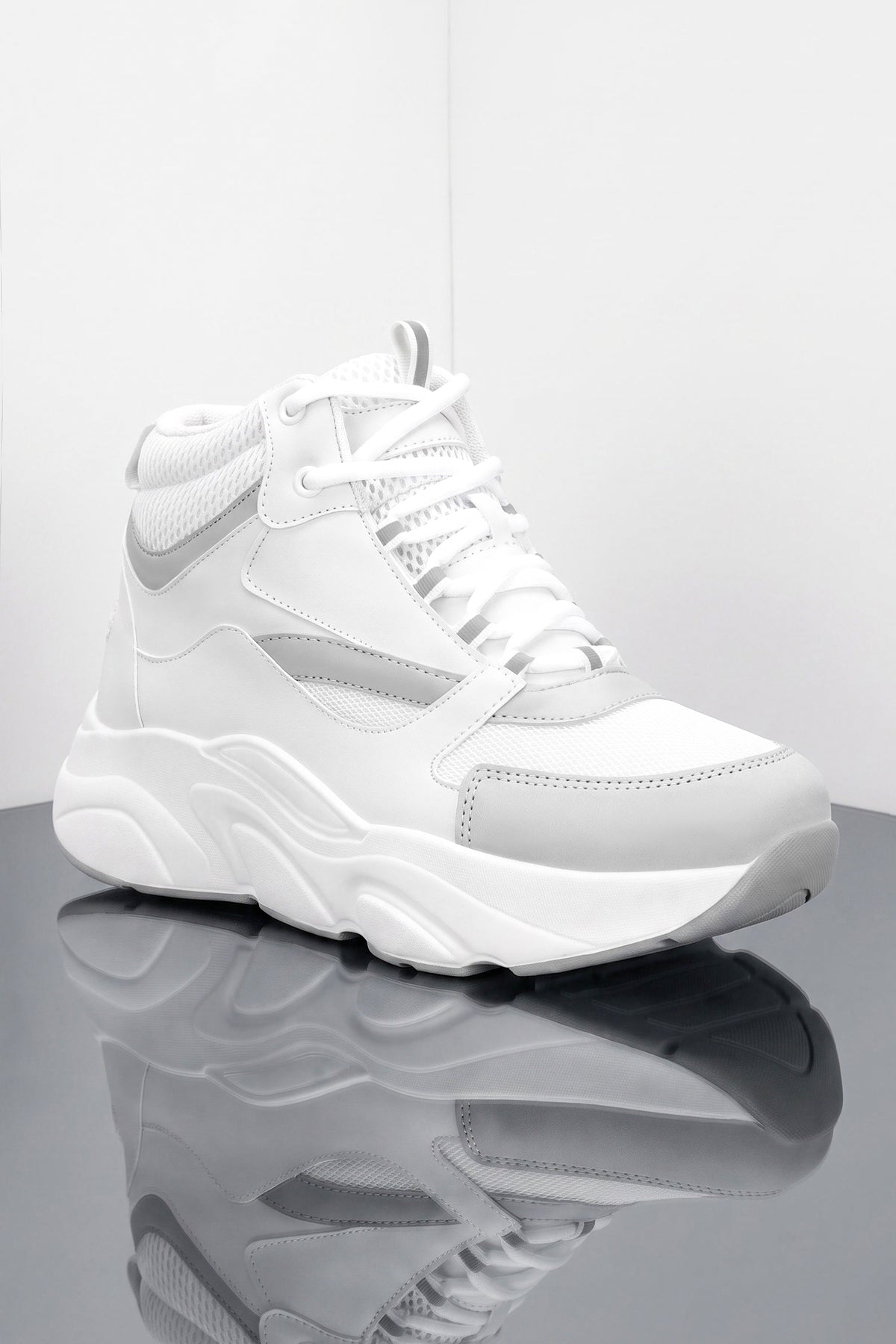 Unisex Sneaker Spor Ayakkabı 2026 - DS.MJ1838 - Bilekli Beyaz