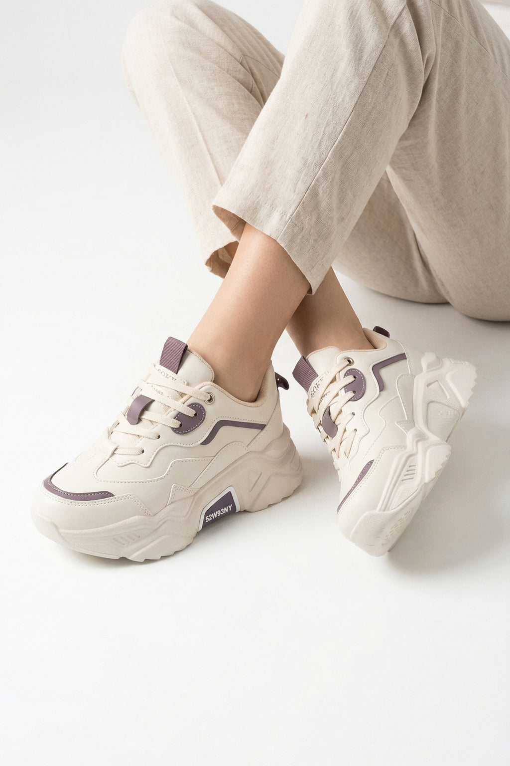 DS.PMD239K2110 Bej Mor Kadın Sneaker Günlük Spor Ayakkabı