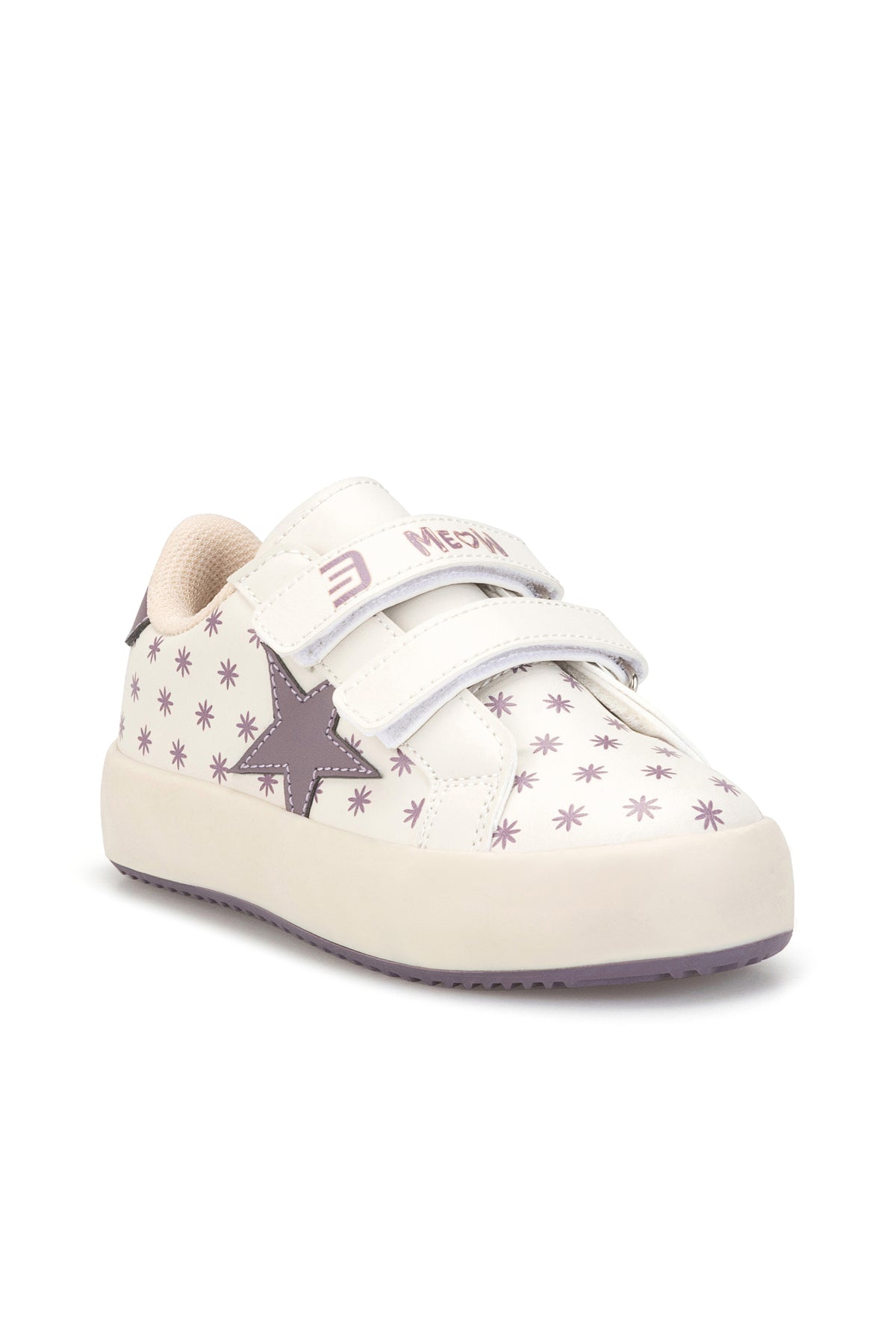 Kids DS Omega Bej Mor Çocuk Sneaker Günlük Spor Cırtlı Ayakkabı - Bej Mor