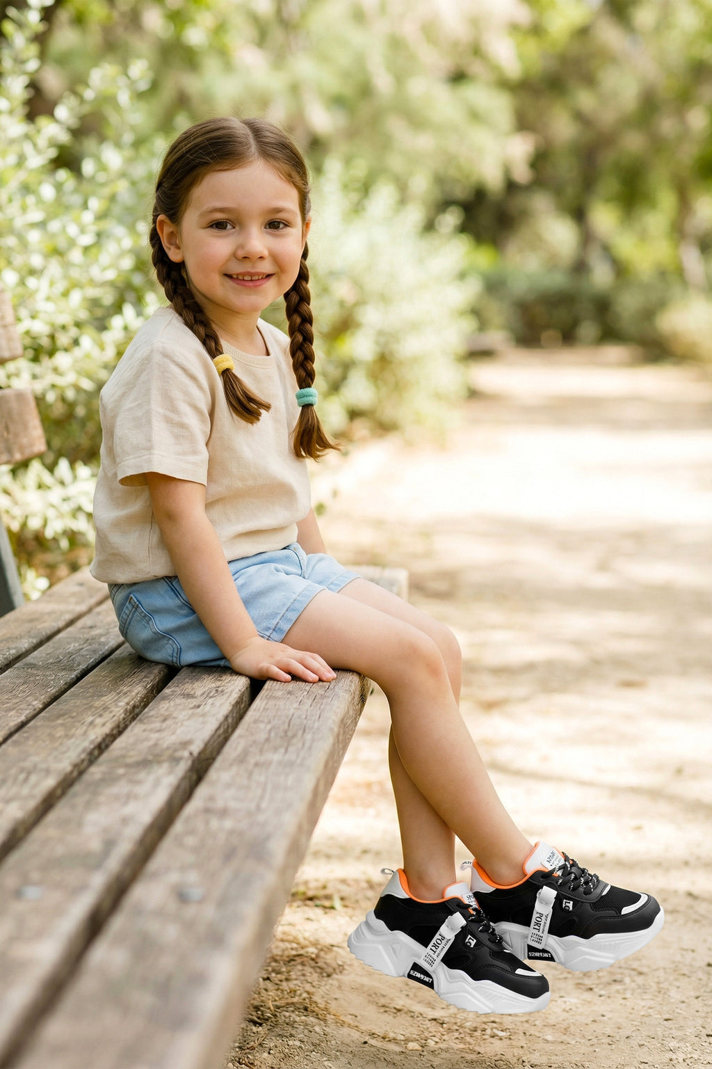 Kids DS 2051 Beyaz Siyah Çocuk Sneaker Günlük Spor Ayakkabı
