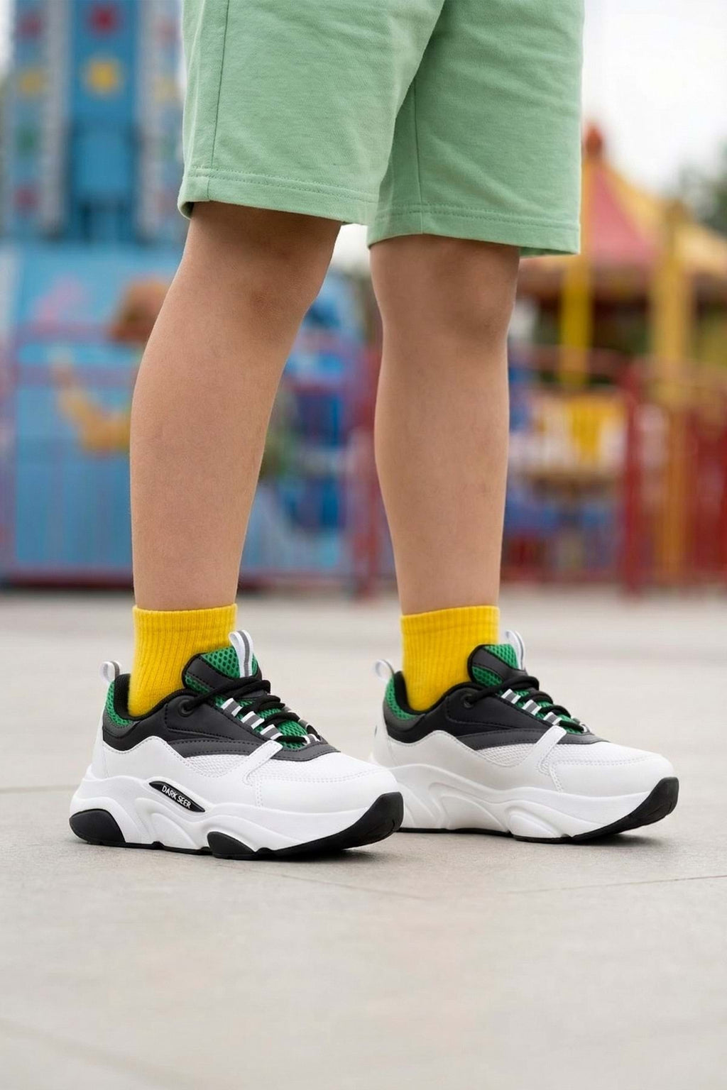 Kids DS 1838 Beyaz Siyah Yeşil Çocuk Sneaker Günlük Spor Ayakkabı