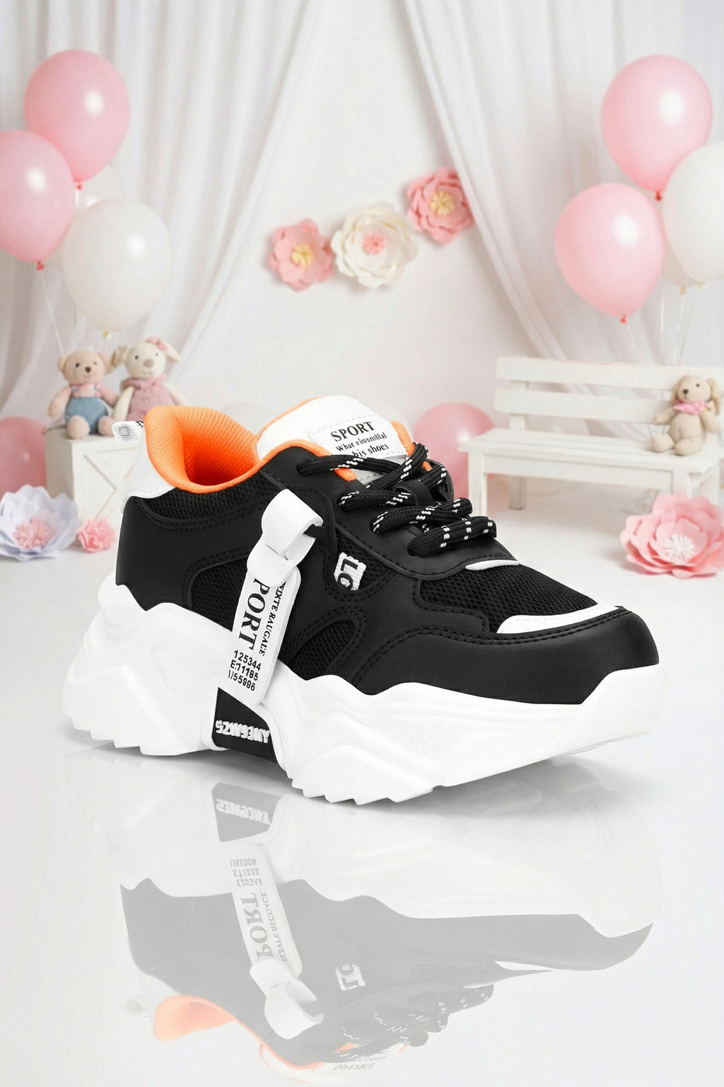 Kids DS 2051 Beyaz Siyah Çocuk Sneaker Günlük Spor Ayakkabı