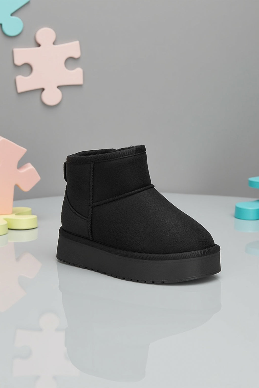 Kids DS Snie C. Siyah Kız Çocuk Kürklü Bot Günlük Ayakkabı Sneaker