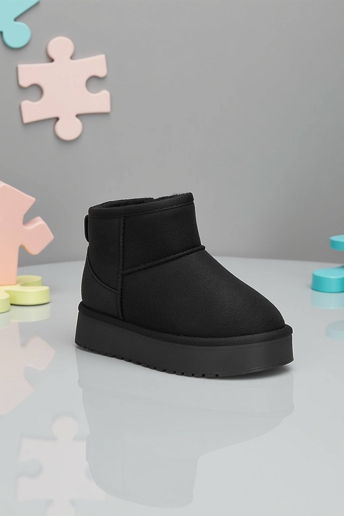 Kids DS Snie C. Siyah Kız Çocuk Kürklü Bot Günlük Ayakkabı Sneaker