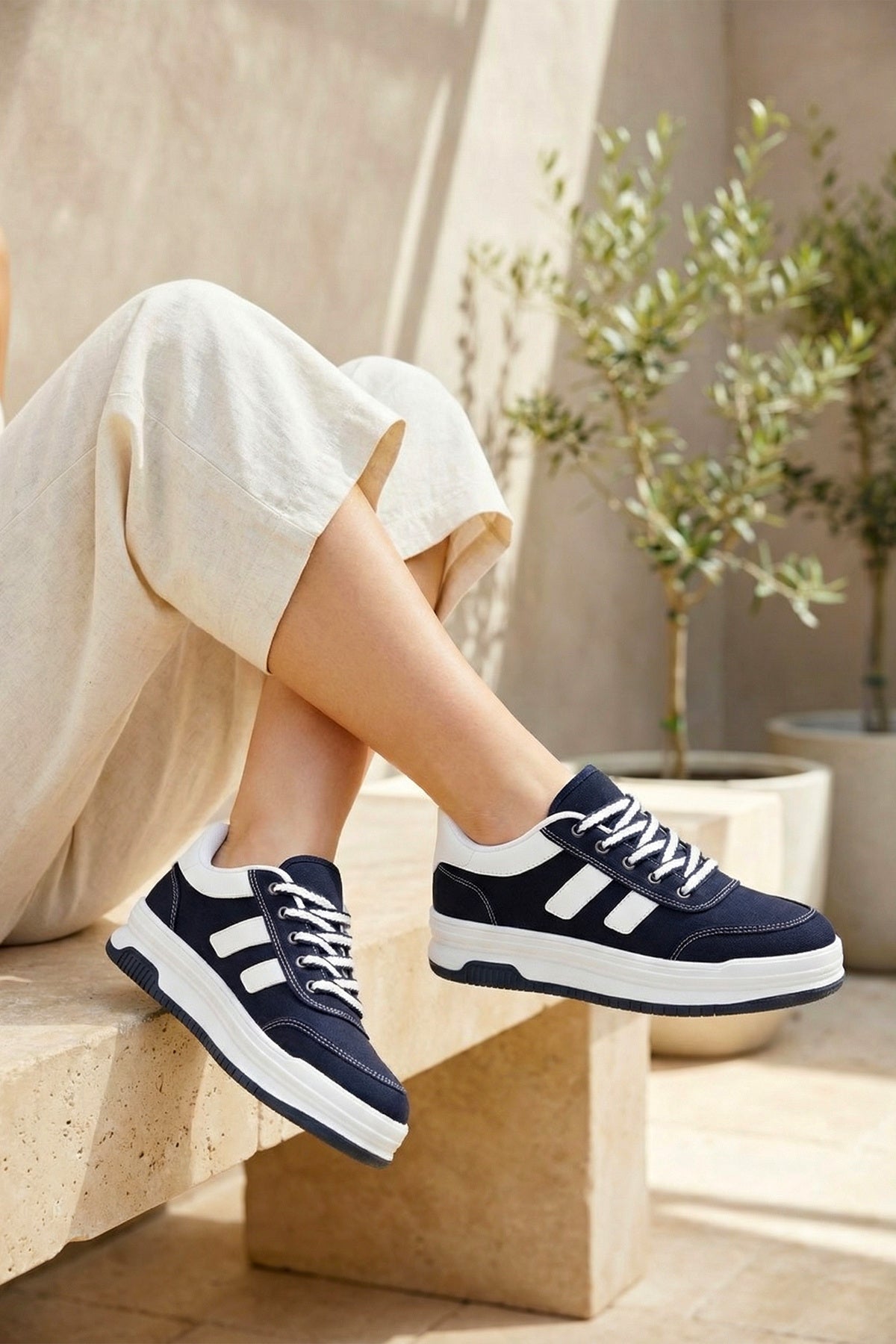 DS Sapphire Lacivert Beyaz Kadın Sneaker