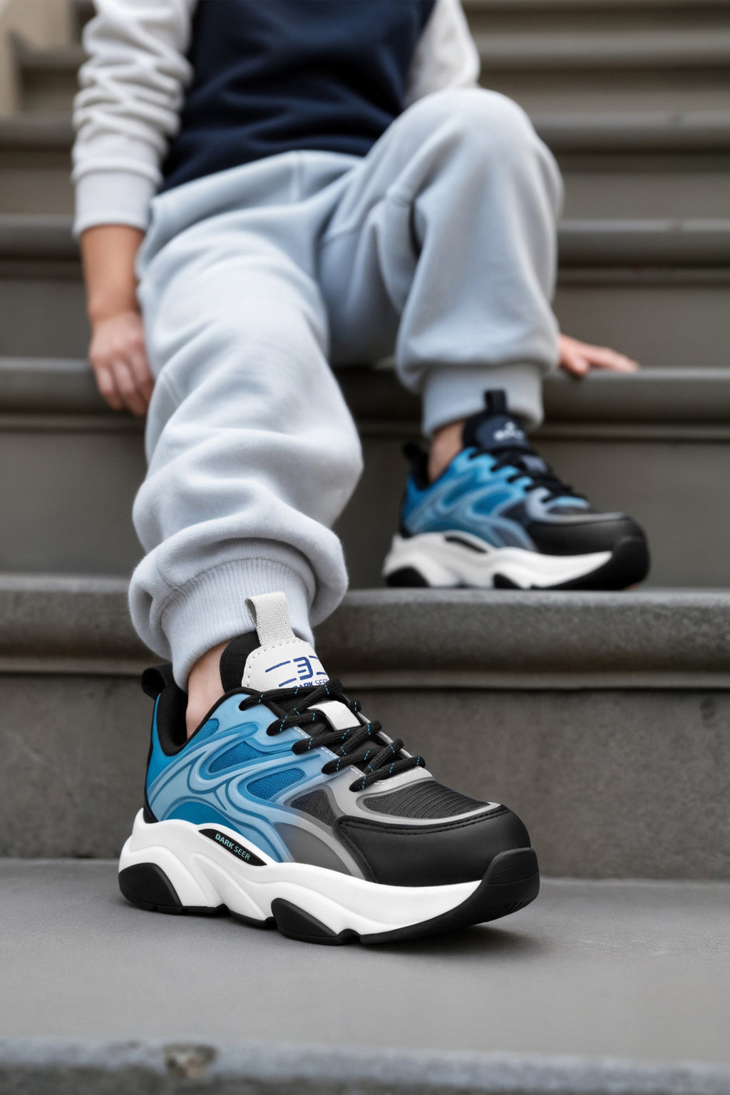 DS STORM Siyah Mavi Çocuk Sneaker