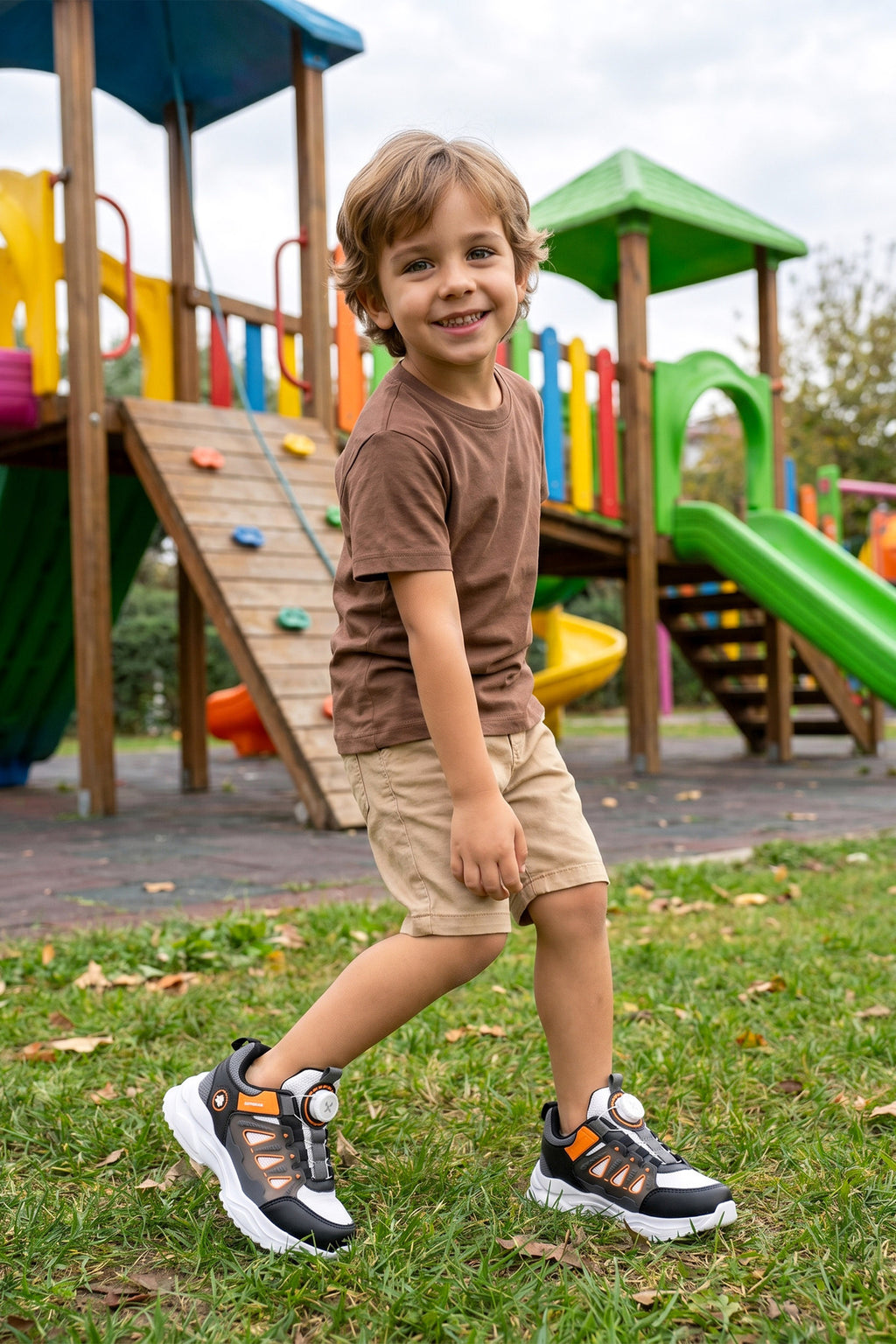 Kids DS Rubick Akıllı Bağcıklı Beyaz Turuncu Çocuk Sneaker Günlük Spor Ayakkabı