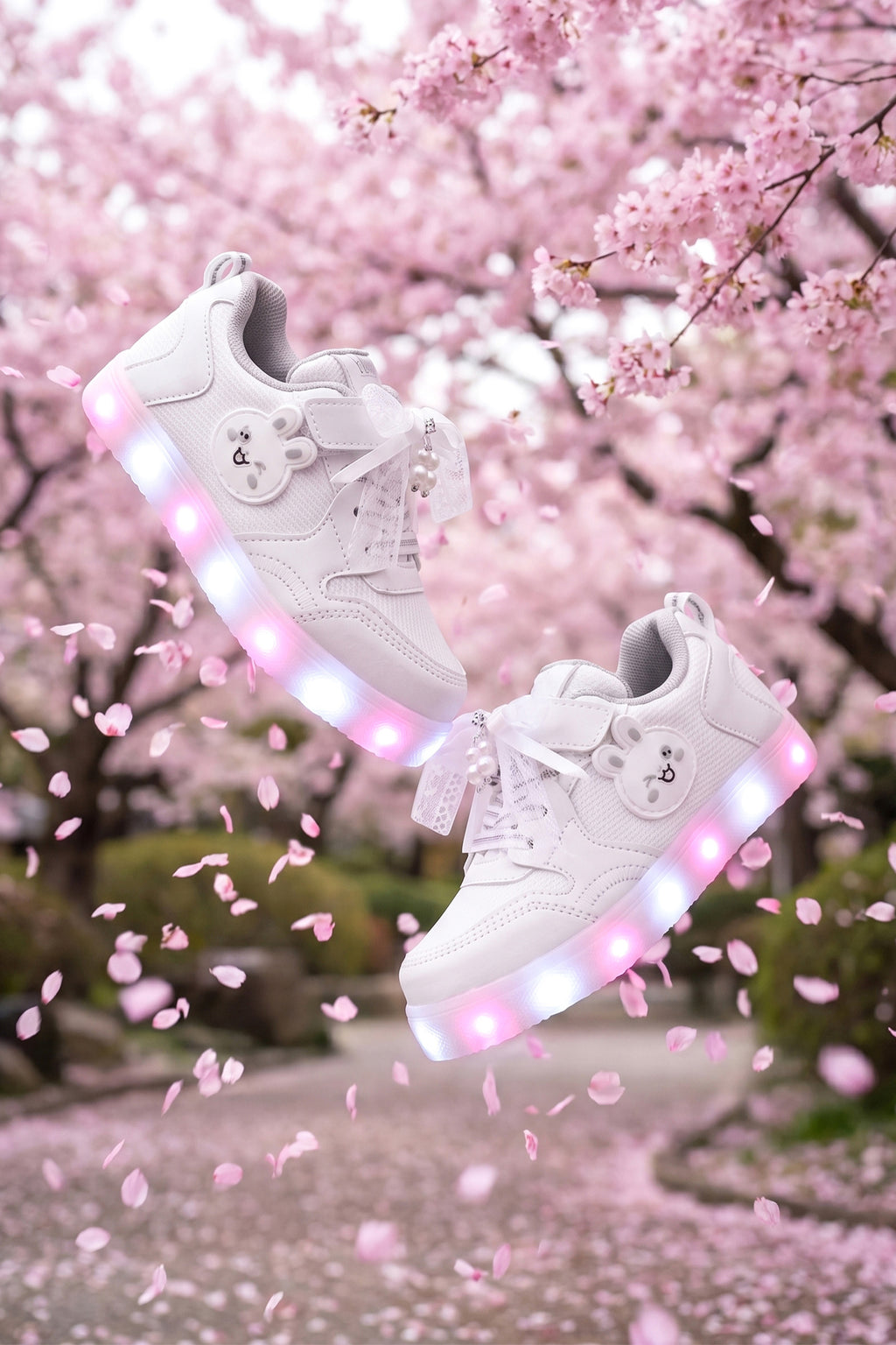 Kids DS Chen Dantel Detaylı Işıklı Çocuk Ayakkabı Beyaz Sneaker Günlük Spor Ayakkabı