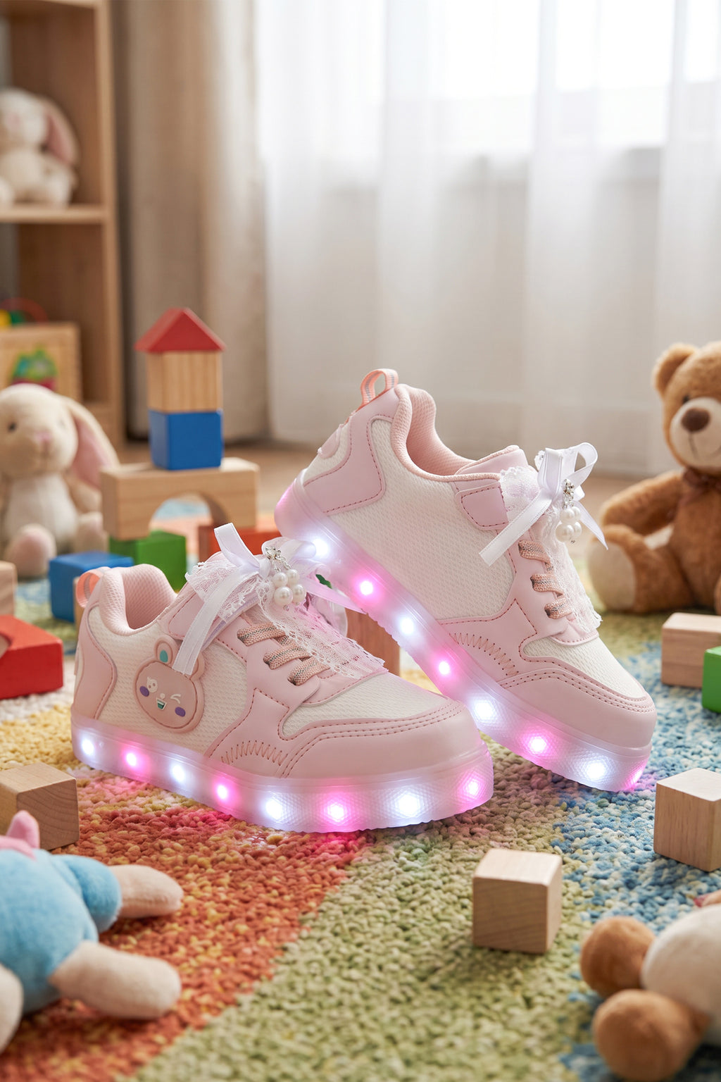 Çocuk Işıklı Sneaker Spor Ayakkabı 2026 - Kids DS Chen - Pudra
